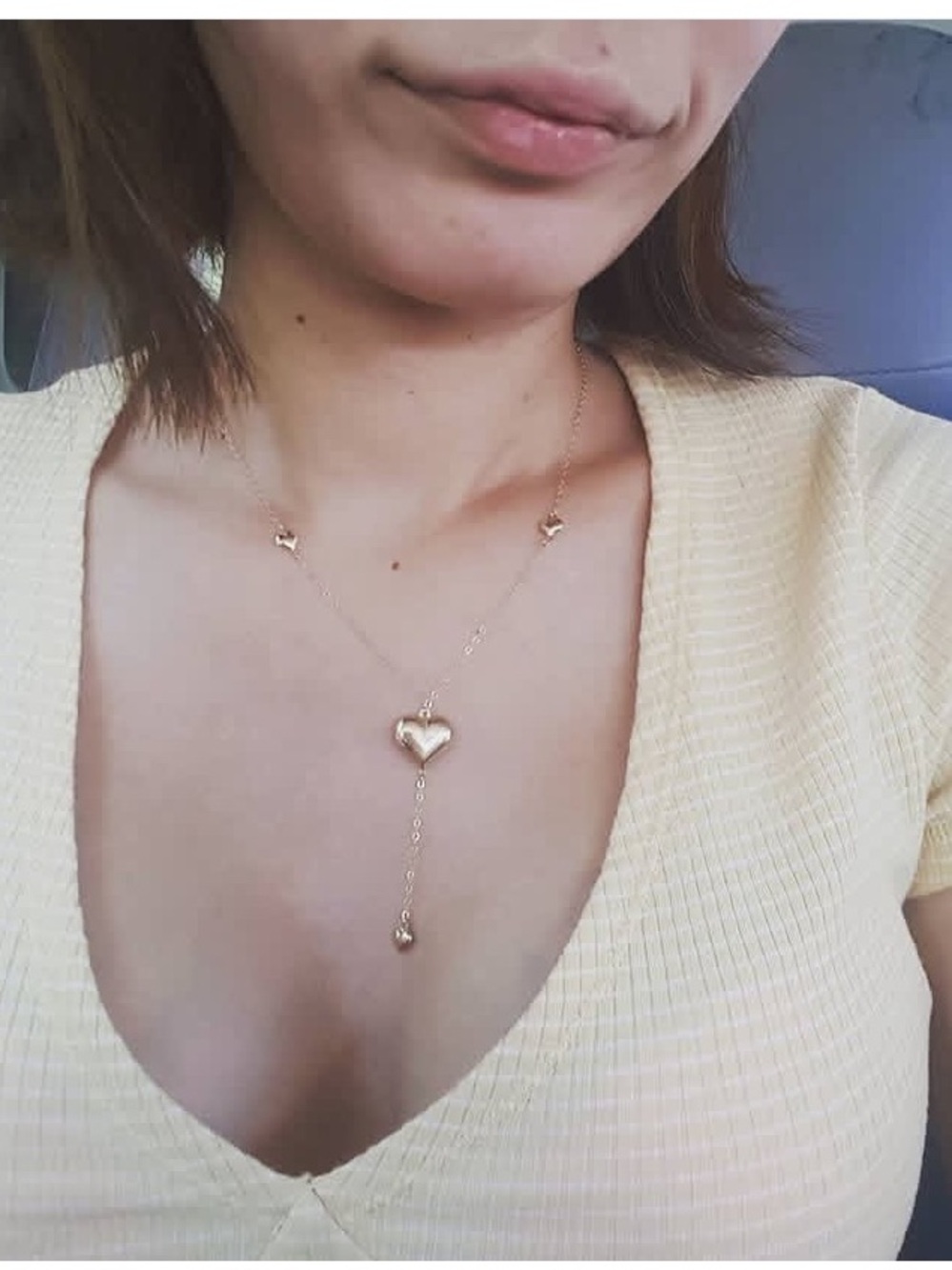 14k gold heart drop necklace